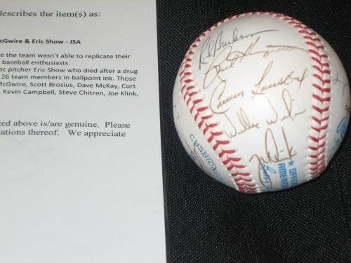 1991 Тимот На А Потпиша Автограмиран Оал Бејзбол Ларуса, Мекгвајр, Шоу + Јса-Бејзбол Со Автограм