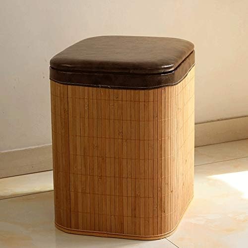 Мултифункционално складирање столче за складирање на ганфанрен, бамбус ткаен со покритие може да седне на столицата за складирање