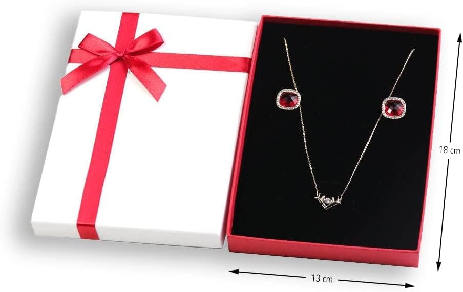 Кутии за подароци од бела Крафт со картонски накит со црвена лента, мали кутии за подароци со капаци за подароци на нараквици на