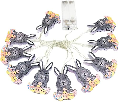 Абоофан Велигденски зајаче низа светла LED зајаци самовила батерија оперирани ноќни светла Велигденски јајца лов на лигање за декорација