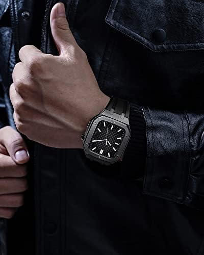 ВЕЛОРЕ За Apple Watch Band 45mm 44mm Мажи Жени Воена Метална Кутија Со Силиконски Ремен Отпорен На Удари Браник За Iwatch Серија 7/SE/6/5/4 Бизнис Секојдневен Стил Часовник Ремен