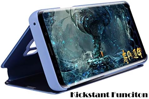 Syz Телефон Случај За Samsung Galaxy A21S, Мазен Јасен Приказ Паметен Дисплеј Отпорен На Удари Огледало Случај Со Flip Kickstand И Сеопфатна