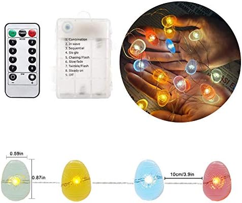 Ловенит Велигденско јајце низа светло, 40 LED батерии управувани со жица, светла за самовила бакарни жица за внатрешна спална