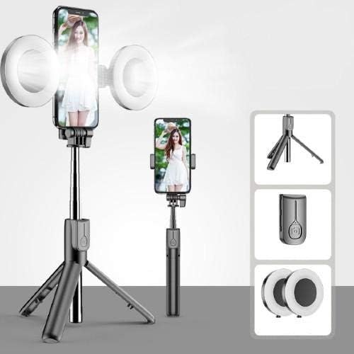 Штанд со Boxwave и монтирање компатибилен со Yezz Max 1 - SelfiePod на Rinllight, Selfie Stick Extendable Arm со прстенеста светлина за Yezz Max 1 - Jet Black