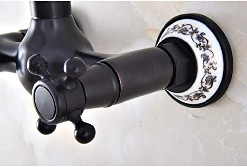 Црно масло ја нанесуваат бронзената бања кујна мијалник миксер од чешма за вртење на вртливата wallид, монтирани две рачки