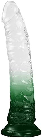 Реална чиста дилдо, 7,7 инчи чиста силиконска зелена стимулација G-Spot Возрасна играчка, мека желе со силна чаша за вшмукување, џиновска