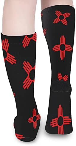 Ново Мексико Сонце Зија Печатени Чорапи Што Одговараат На Боја Атлетски Чорапи Високи Колена За Жени Мажи