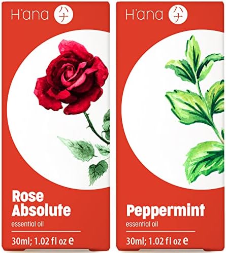 Рози есенцијални масла за употреба на кожата и масло од пеперминт за сет за раст на косата - чисто терапевтско одделение за есенцијални