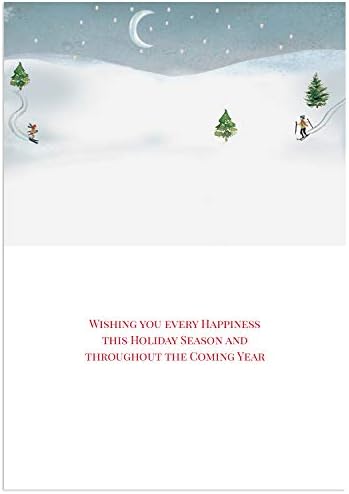 Ремек-дело Студиос Холивил боксот со 16 бродови Божиќни картички и коверти во кутија за чување, 7,8 x 5,6, Дедо Мраз и санки