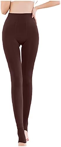 Руно поставени зимски топли хеланки за жени дебели термички кадифени хулахопки еластични високи половини со јога панталони