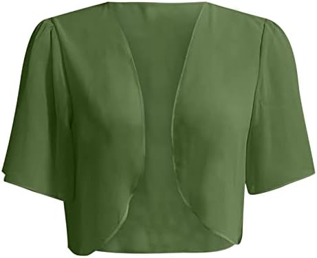 Chенски култури кардигани шифон отворени предни чисти кратки ракави лесни предни кошули шал за вечерен фустан