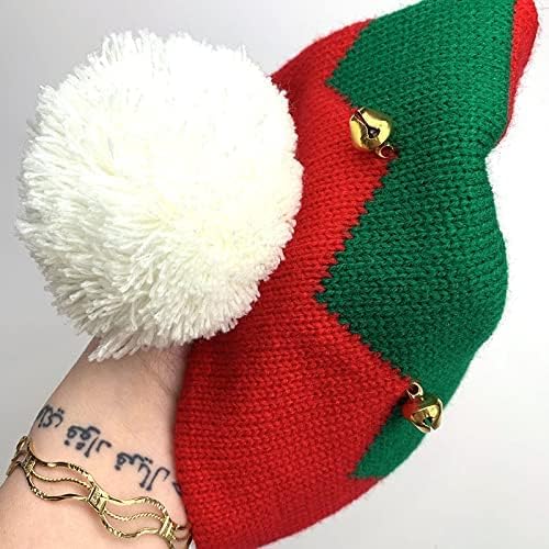 Викода Божиќно плетено плетено плетено плетено капаче Зимска капчиња Санта Бејни капа со помпом за тинејџери за возрасни