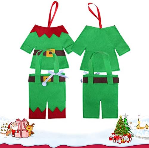 АБАОДАМ 4 ПЦС Божиќ и вилушка покритие за елф -облека панталони вилушки постави торбички за прибор за јадење