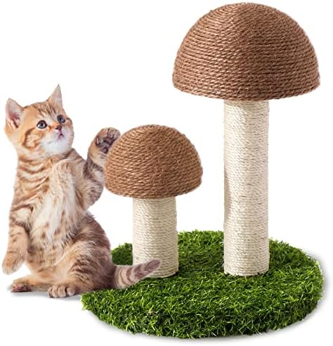 Пост за гребење на мачки lihaobm - гребење на мачки од печурки, со природни сисали капачиња за гребење и цврста основа за мачиња и мали мачки