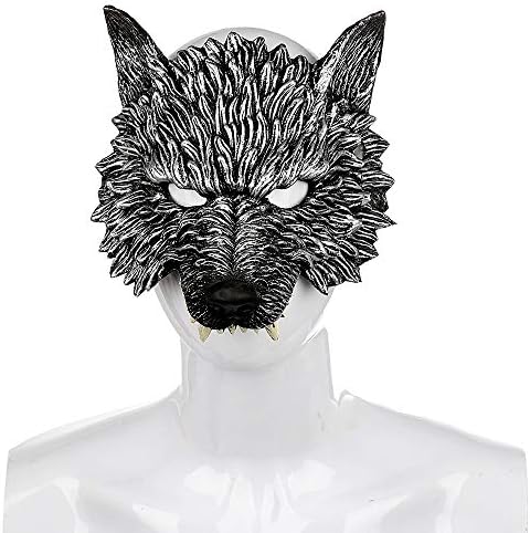 Маска за глава на Himine Grey Wolf за Божиќни забави на Ноќта на вештерките и други фестивали
