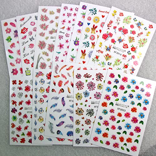 Loveourhome 12 чаршава за налепница на налепници на налепници пролетни цветни пердуви налепници налепници декорации Тетоважа