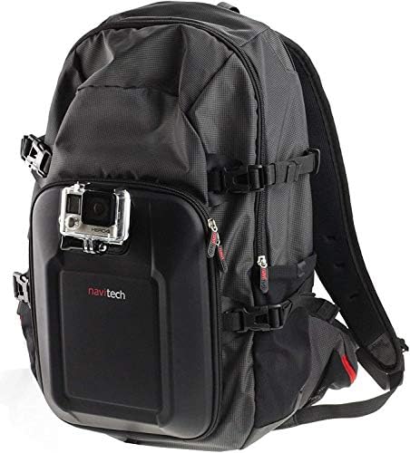 Ранец на ранец и црвена складирање на камера на Navitech со интегрирана лента за градите - компатибилен со Акасо храбра 6 плус акција камера