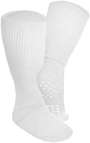 2 Пакувајте дополнителни широки чорапи со нелизгачки држачи за отечени стапала и телиња. Совршени чорапи за дијабетичари, болнички