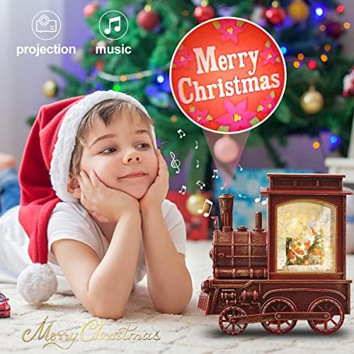 Инфун пее Божиќна осветлена вода Фенер Сјајни ， Осветлен Божиќ Дедо Мраз за воз со проектор ， Батерија и USB напојувана, одлична декорација