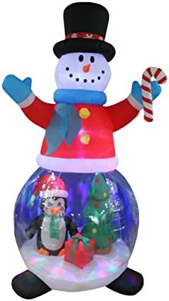 Два божиќни украси за украси, вклучуваат Божиќни Божиќни нафта, Дедо Мраз и пингвин со подарок во санки со 2 ирваси, и 8 нозе високиот снежен