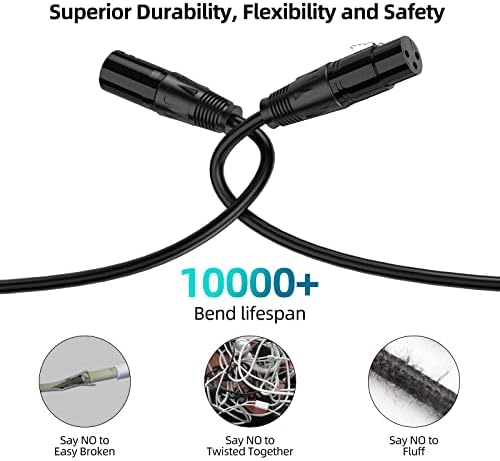 DTEEDCK XLR CABLE 6FT, XLR микрофон кабел 3 пински машки до женски, XLR до XLR избалансиран микро кабел за микрофон звучници миксер и про