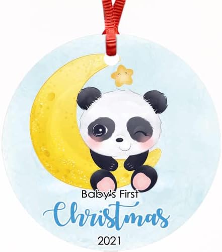 Бебе Божиќни керамички украси Малку панда печати нов украс за новогодишно елка 3 Керамички двострани украси за семејство Нова