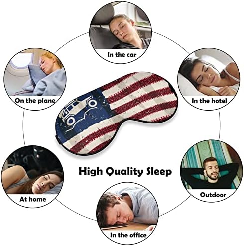 Американско знаме крстосница за слепите маски за слепите години за спиење на ноќната сенка, прилагодлив каиш со смешна графика за жени мажи