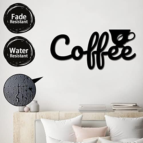 Знак за кафе, метал - знак за wallид за кафе - 3Д збор уметнички акцент декор, декор за кафе, метал, виси знак за домашно домаќинство кафе