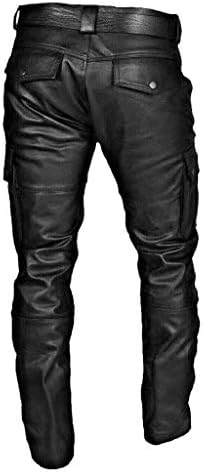 Машки Панталони Од Вештачка Кожа Стемпанк Готски Панталони Џеб Тенок Фит Кожени Панталони Панталони За Мажи
