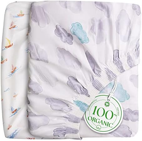 Мини чаршафи за креветчиња - сертифициран органски памук, дополнителна заштита за вашето бебе со нашиот двојно еластичен вграден лист за