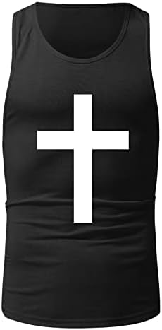 XXBR летен резервоар на врвови за мажи, атлетска спортска вера Исус крст за печатење без ракави тренинзи за тренингот Y-назад