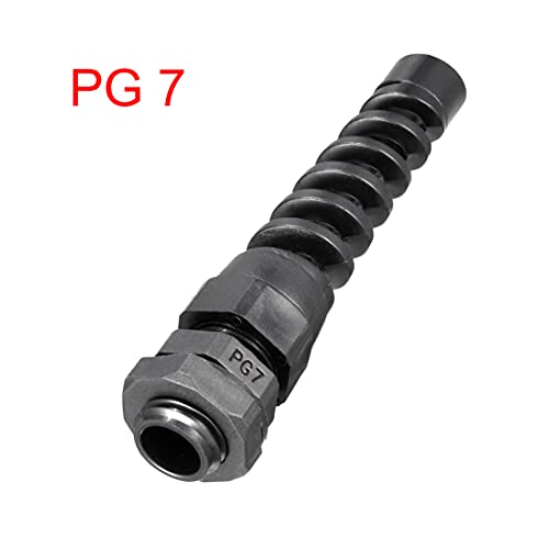 uxcell Pg7 Кабелска Жлезда Црн Водоотпорен Пластичен Спој со Олеснување на Вирусот за 3mm-6,5 mm Диа Жица, 2 парчиња
