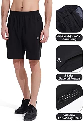 Атлетски шорцеви за мажи - трчање, теретана, шорцеви за пешачење за вежбање за мажи 7 “ - удобна, лесна, со 3 џебови со патенти