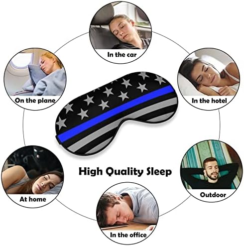 Тенка сина линија Американско знаме Смешно спиење маска за очи меко слепило око со прилагодлива лента ноќна очила за мажи за жени