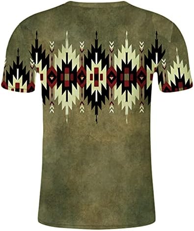 ZHDD војник со кратки ракави маици за машка мода улица 3D Aztec Boho Graphic Tee врвови ретро мускуларна машка маичка кошула машки кошули