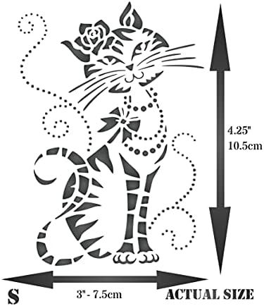 Матрици За Ѕидови: Симпатична Матрица За Мачки, 3 х 4,25 инчи - Кул Цртан Филм Мачка Лак Цвет Мониста Матрици за Сликарство Дефиниција