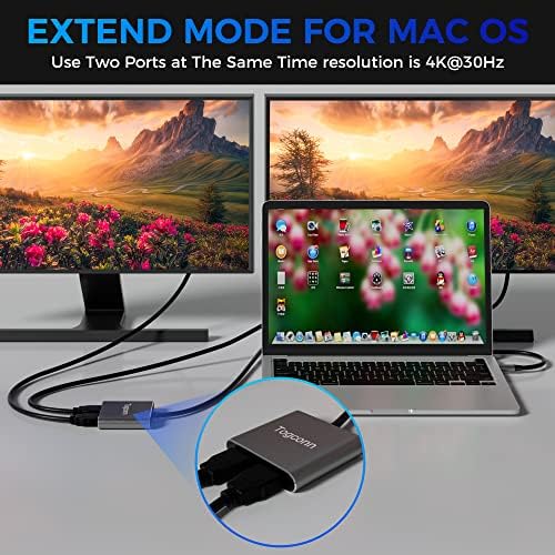 TOGCONN 4K USB C До Двоен HDMI Адаптер, Поддржува 4k@60Hz, USB C До Двоен HDMI Женски Конектор, Тип C до 2 HDMI Конвертор, За MacBook Pro/Air,
