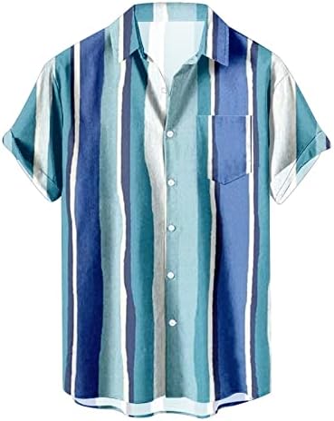 БМИСЕГМ летни мажјаци за мажи за мажи Машки шарени летни кратки ракави Хавајци редовно вклопување копче надолу кошули обична