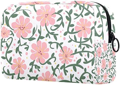Торба За Шминка Патент Торбичка Симпатична Голема Патна Козметичка Торба За Жени Девојки Торба За Организатор На Додатоци, Слатки Розови Цвеќиња