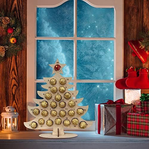 Икасус Дрвена Декорација На Календарот За Божиќни Доаѓања - 2021 Божиќна Забава Декорација На Чоколадна Рамка Дрвен Календар За Одбројување