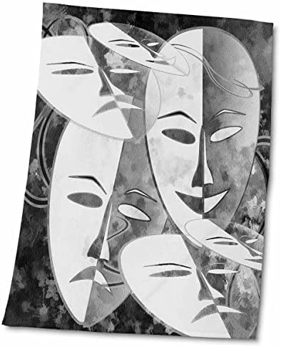 3drose rinapiro - Апстракт - театарски маски. Карневал. Сива и бела. - крпи
