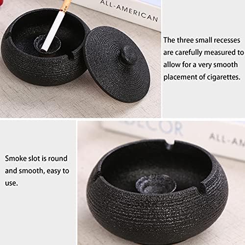 Мисто керамички пепелник со капак и мијалник, држач за пепел за пушач, цигари од пепелници за домашна канцеларија на отворено