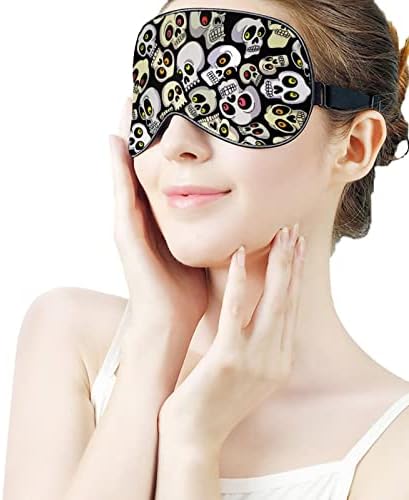 Шеп шема печатена маска за очи за очи меко слепило капаче за очи со прилагодлива лента за ноќни очила за очила за мажи за мажи жени