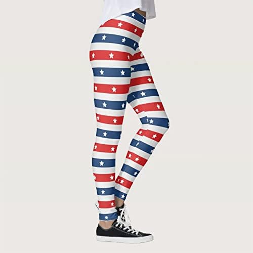 Хеланки со високи половини за жени 4 -ти јули не гледаат преку атлетска контрола на стомакот Американски хеланки на знамето плус