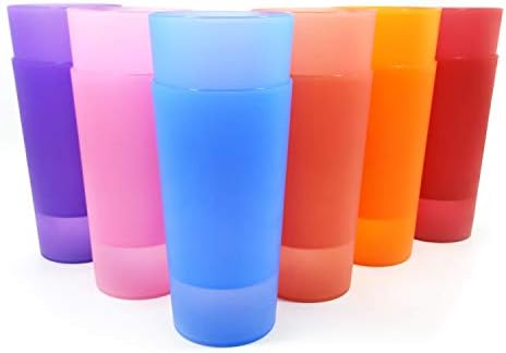 Нераскинливи Пластични Чаши За Пиење Од 26 унци, Комплет Од 12 Разнобојни, светла боја-безбедна Машина За Миење Садови, Без БПА