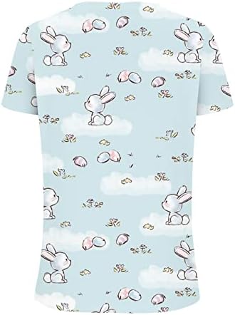 Велигденски кошули за жени 2023 Христијански празници врвови против вратот Симпатични зајаче графички маички кратки ракави летни