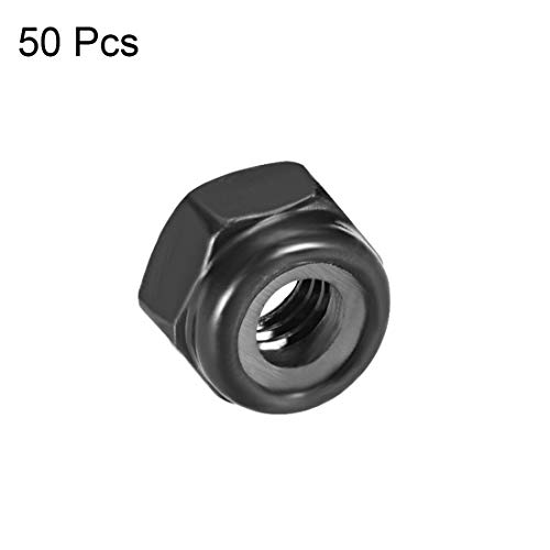 Awclub M4 x 0,7 mm најлон вметнете хексадецимални ореви за заклучување, јаглероден челик црн цинк, пакет од 50