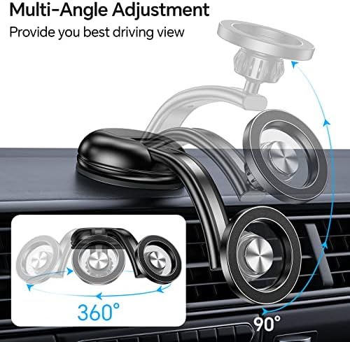 За монтирање на автомобили Magsafe, 【Силен магнет】 држач за магнетски телефон за табла за автомобили, ротација на 360 °】 држач за ветробран