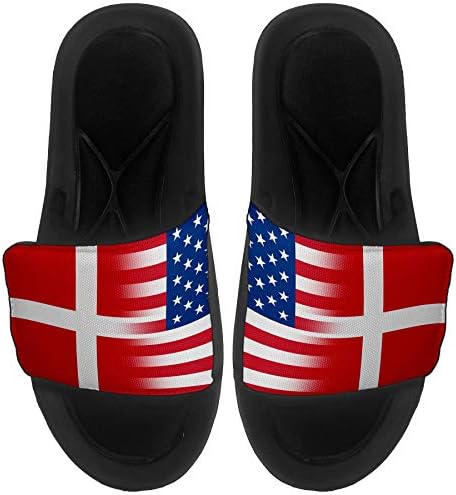 ExpressitBest Pushioned Slide -On сандали/слајдови за мажи, жени и млади - знаме на Данска - Данска знаме