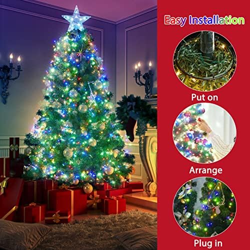 Светла за новогодишни елки, 7 -ти 640 LED кластерски светла со далечински управувачи, 8 жица самовила со 8 режими и тајмер, Божиќни светла